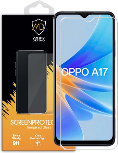 MobyDefend Screenprotector - Geschikt voor Oppo A17 - Case-Friendly Screensaver - Gehard Glas