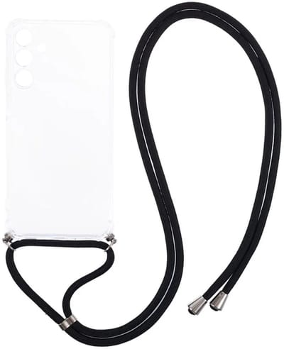 Schokbestendig Transparant Hoesje met Koord Geschikt voor Samsung Galaxy A55 | Shockproof Back Cover met Ketting | Flexibel TPU | Doorzichtig