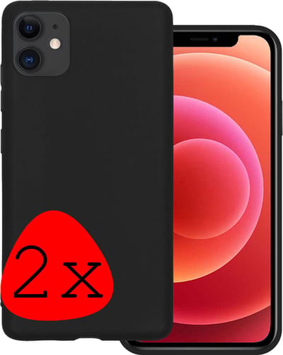 Hoesje 2 Stuks - Geschikt voor Apple iPhone 11 - Sterk & Shockproof - Case Siliconen - Back Cover - Telefoon Hoes - Zwart