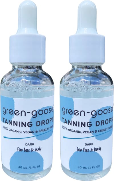 green-goose® Organic Tanning Drops - Dark - 2x30ml - Zelfbruinende Druppels - 100% Biologisch, Natuurlijk & Diervriendelijk - Organic, Vegan & Cruelty Free