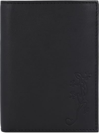oxmox Leren portemonnee Leather RFID Protect Kombibörse Lizard Embossed Black zwart