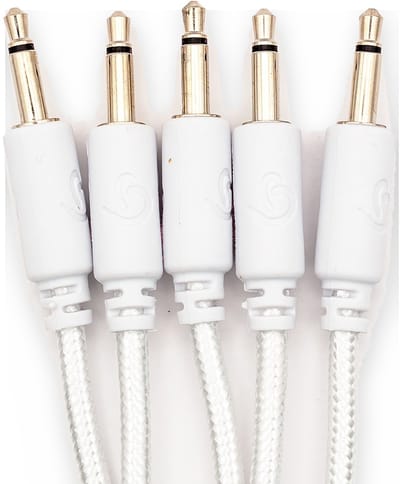 Bowl Modular Gevlochten Patchkabels 15 cm – Wit – 15 Stuks – Eurorack / Modular Synthesizer – 3,5 mm Mono Jack