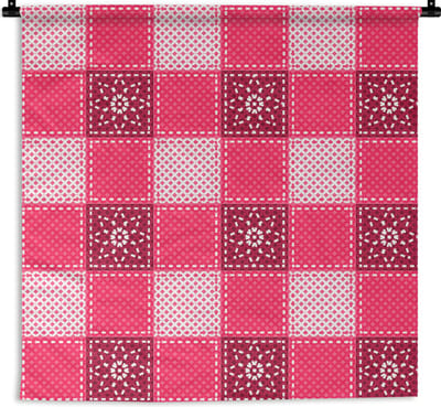 Wandkleed - Wanddoek - Roze - Patronen - Bloemen - 90x90 cm - Wandtapijt