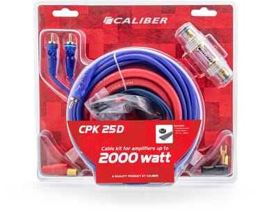Caliber Kabelset Auto Versterker - Subwoofer Kabelset Auto - Autoversterker bedradingsset - 25mm2 Kabels voor 2000 Watt versterkers (CPK25D)