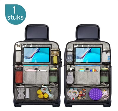 ForDig Auto Organizer 1 stuks - Tablet Houder Auto - Autostoelbeschermers - Autostoel Organizer voor Kinderen - Universeel - Grijs