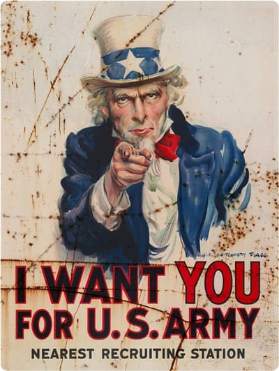 Signs USA - retro wandbord - dibond - Uncle Sam I Want You - 33 x 44 cm
