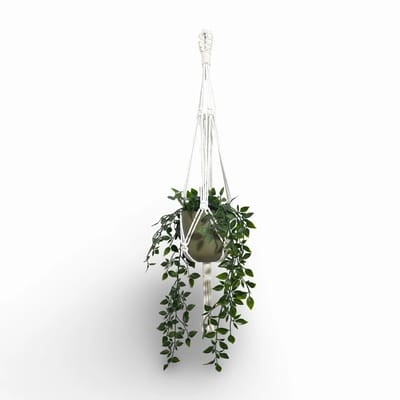 Plantenhanger 'Funky' - Kies kleur en lengte - Wit - 80 cm lang - Katoenkoord - Geschikt voor Pot met Diameter t/m 20 cm - Handgemaakt in ons Macramé Atelier - Prijs per Stuk - Let op: Exclusief Pot - Inclusief Verzendkosten