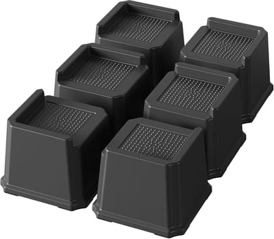 Zwarte Bed Risers - 6 Pack van 7 Inch voor Meubels met 680 kg Draagvermogen