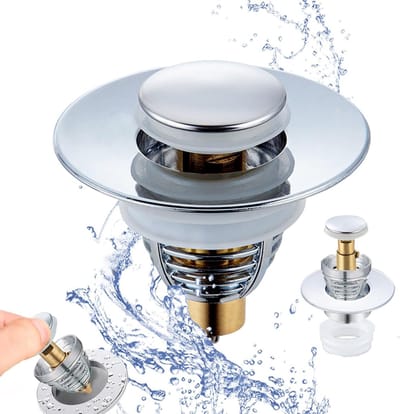 Universele Vervangplug voor de Gootsteen, Pop-Up Afvoerplug met Zeef voor 32-42mm Afvoeropeningen, Ideaal voor Keuken en Badkamer