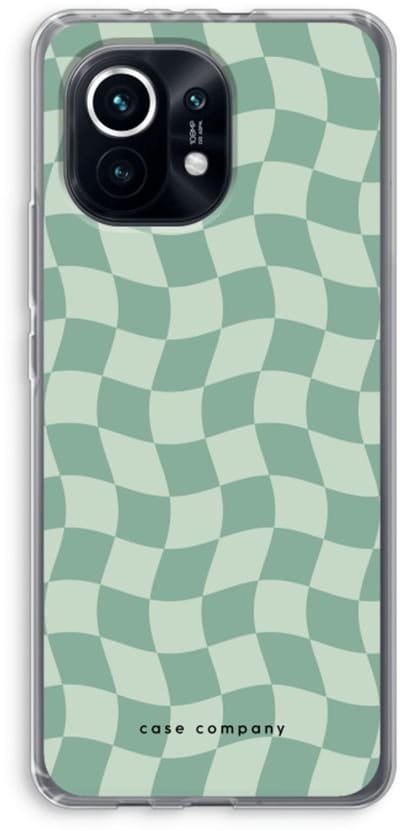 Case Company® - Hoesje geschikt voor Xiaomi Mi 11 hoesje - Grid Groen - Soft Cover Telefoonhoesje - Bescherming aan alle Kanten en Schermrand