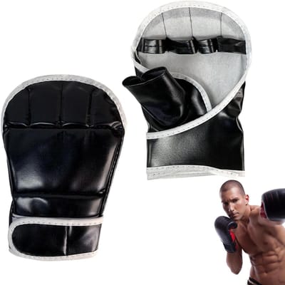 Halve Vinger Handschoenen - Sparring Bokshandschoenen - Bokstraining Verbeteren - Open Palm Ontwerp - 20.5 x 14 cm - Zwart