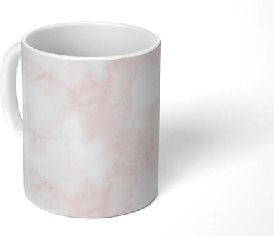Mok - Koffiemok - Wolkenstructuur - Roze - Marmer print - Mokken - 350 ML - Beker - Koffiemokken - Theemok