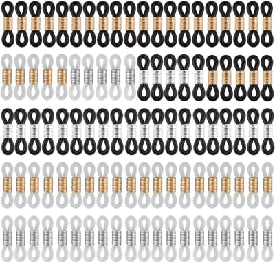 Dailygoods- Brillenketting Antislip - Verstelbare Eindverbindingen - Duurzaam Rubber/Metaal - Connectoren voor Zonnebril/Sportbril - 100 Stuks - Perfect voor Doe-het-zelf - Brilhouder