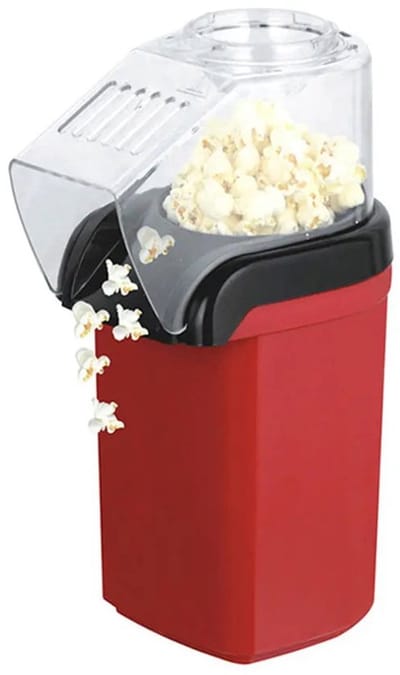 Joorly Elektrische Popcornmachine 1200W – Hete Lucht Popcornmaker Compact – Popcorn Maker Zonder Olie – Klaar in 2-3 Minuten – Oververhittingsbeveiliging – Rood