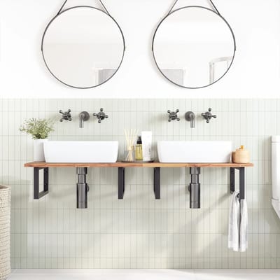 vidaXL - Badkamer - wandschap - staal - en - massief - acaciahout