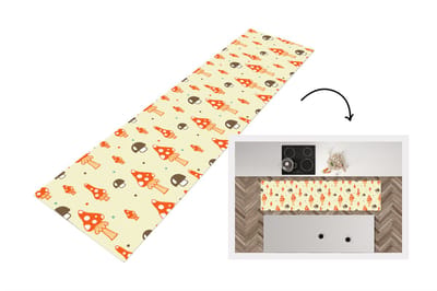 Keukenloper 200x50 cm - Keukenmat vinyl Patronen - Paddestoel - Oranje - Keukenmatten loper - Keuken vloerkleed tapijt
