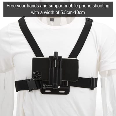 Store_8 - Telefoonborstbevestiging - Verstelbare Actiecamera-harnasriemhouder - J-vormbevestiging - Geschikt voor Smartphones - Adapter voor Actiec...