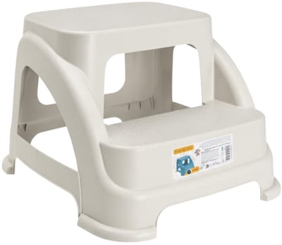 Storage Solutions opstapkrukje - 2 tredes - wit - kunststof - 43 x 37 x 28 cm - tot 150 kg - caravan opstapje - trapje