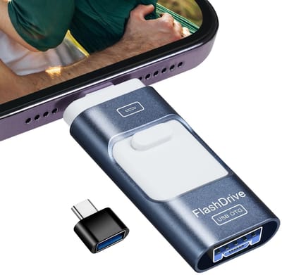 Dailygoody - 4-in-1 USB-flashdrive - 64 GB - Snelle overdracht - Compact formaat - Geschikt voor iOS/USB/Micro USB/Type-C - Perfect voor opslag en bac