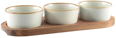 AULICA - Aperitief set – 3 Kopjes op Houten Bak - 29 x 10 x 5,1 cm