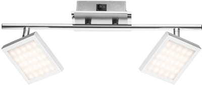 Plafondlamp LED plafondlamp met gesatineerde beweegbare spots Lamp chroom, 2 vlammen spots, 2x LED 6Watt 318 lm, LxBxH 40x9.5x13cm