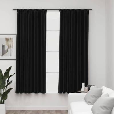 vidaXL - Gordijnen - linnen - verduisterend - haken - 2 - st - 140x175 - cm - antraciet