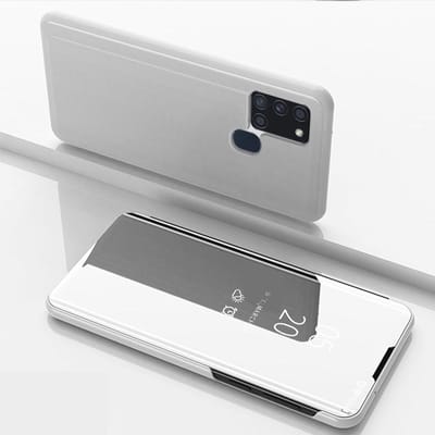 Coverup Hoesje - Geschikt voor Samsung Galaxy A21s Hoesje - Coverup Mirror View Case - Zilver