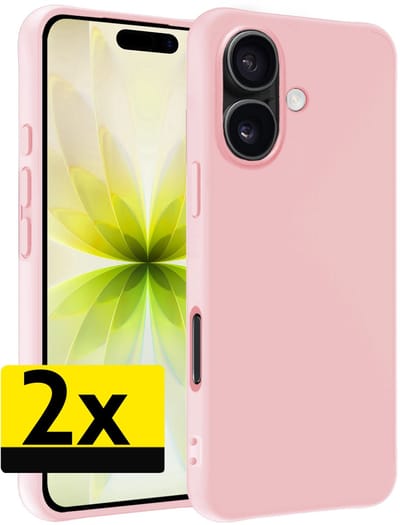 Hoesje - 2 Stuks - Geschikt voor Apple iPhone 17 - Sterk & Shockproof - Case Siliconen - Back Cover - Telefoon Hoes - Telefoonhoesjes - Lichtroze