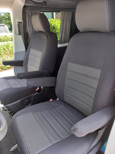 Pasvorm stoelhoezen Volkswagen T6 2015-heden (geschikt voor 2 stoelen) - Stof zwart
