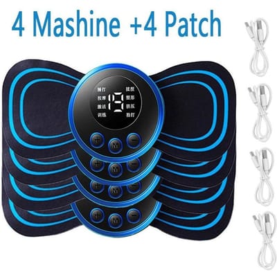 EMS Elektrische Nekmassager 8 Modi 19 Versnellingen Tens Gepulst Therapie Instrument Cervicale Rugmassage Spierstimulator Pleisters Pijnverlichting 4 PCS