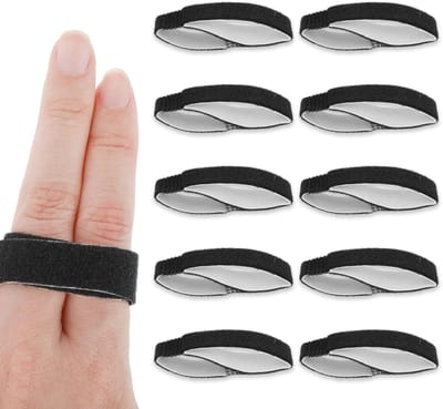 Dailygoods - Vinger Spalken - Tape Vingerriemen - Ondersteunt Hand Stabilizer - Zwart - Wasbare Vinger Stijltang - Perfect voor Blessures - 10 Stuks