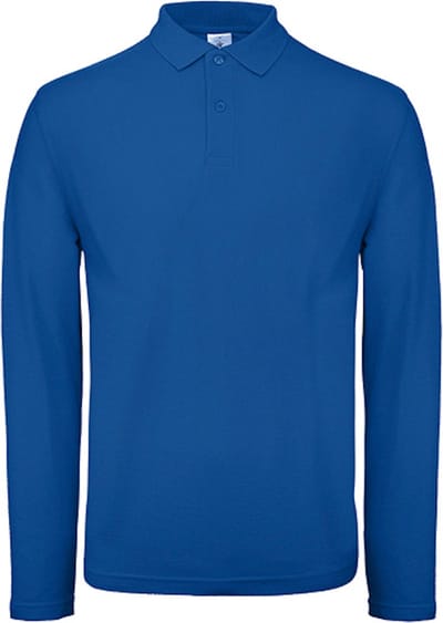 Men's Long Sleeve Polo 'ID.001' Kobaltblauw B&C Collectie maat S