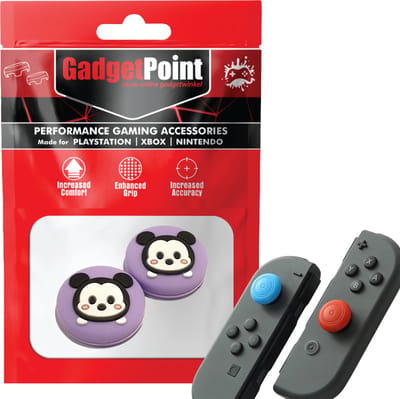 Gadgetpoint - Thumb Grips voor Nintendo Switch Joy-Con Controllers - Gaming Thumbgrips - Performance Anti-Slip Thumbsticks - Bescherming Accessoires - Muisjes - Lila