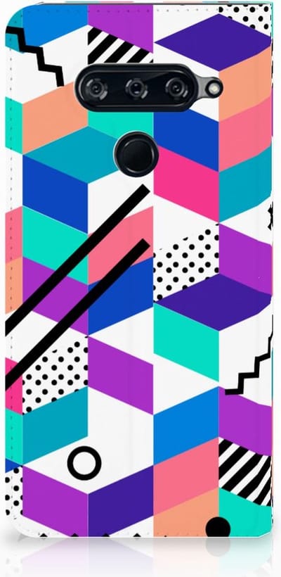 LG V40 Thinq Stand Case Blokken Kleurrijk