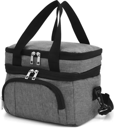 Grote Geïsoleerde Lunchtas (12L) - Koelt tot 12 Uur | Geschikt voor Werk & School | Waterdicht Binnenmateriaal | Grijs