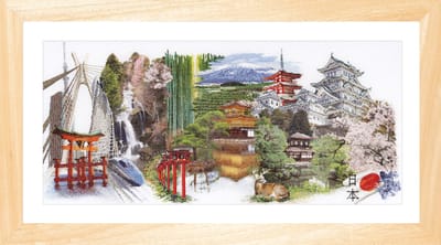 Thea Gouverneur - Borduurpakket met telpatroon - 548A - Voorgesorteerde DMC Garens - Japan - Aida - 79 cm x 35 cm - DIY Kit