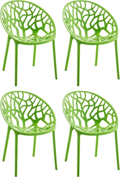 CLP Hope 4er Set stapelbare Tuinstoelen - Weerbestendig & UV-bestendig - Kunststof Stoelen met Armleuningen - Modern Design - groen