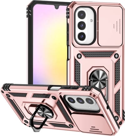 Coverup Hoesje - Geschikt voor Samsung Galaxy A17 / A26 Hoesje - Coverup Armor Ring Kickstand Back Cover met Camera Shield - Rose Gold