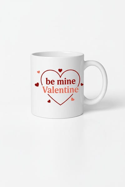 Valentijn Mok 'Be Mine Valentine' met Hartjes - Romantisch Cadeau - Keramische Koffiemok
