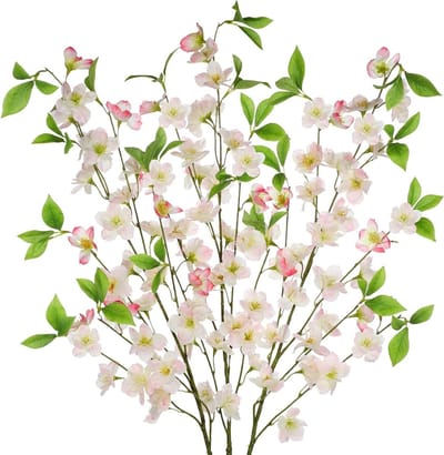 SnelShoppen - 3 stuks roze kersenbloesemtakken 100 cm zijden bloemen met lange steel voor kunstbloem decoratie, ideaal voor vaasarrangementen en bruil