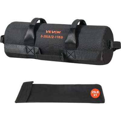 VEVOR Workout Sandbag, robuuste Power Bags zandzak trainingstas met handvatten, verstelbaar van 2-11 kg voor fitness krachttraining, crosstraining, gymoefeningen, zwart (ongevuld)