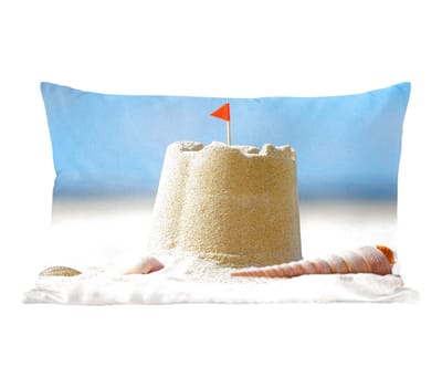 Sierkussens - Kussentjes Woonkamer - 50x30 cm - Zandkasteel - Strand - Schelpen - Zomer
