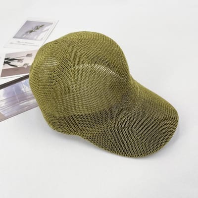 Veelzijdige Ademende Stro Baseballpet Effen Kleur Verstelbare Papieren Zonnehoeden Schaduw Strandhoeden Unisex groen