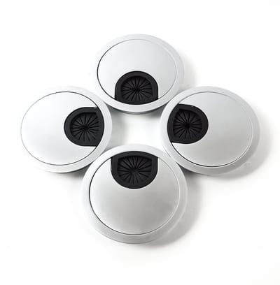 Dailygoods- Kabeldoorvoer 60 mm - Kabeldoorvoer - Kabelgeleiding - Kabeldoos - Kantoor - Materiaal: Zamak, 4 x kabeldeurgeleiding - Kabeldoorvoerset