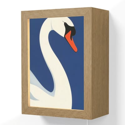Wandlamp 15x20 cm - Oplaadbaar - Zwaan - Wit - Snavel - Illustratie - Wandlampen binnen woonkamer - Slaapkamer lamp met kabel - Decoratieve nachtlamp - Vloerlamp snoer