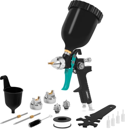 VONROC PRO Verfspuit – Verfpistool – HVLP design - 600ml tank - incl. 3 sproeiers – 2-10 bar - Universele EURO/DIN 7.2mm koppeling