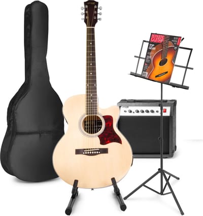 Elektrisch akoestische gitaar - MAX ShowKit gitaarset 4/4 - Met o.a 40W gitaar versterker, gitaar standaard, muziekstandaard en gitaar stemapparaat - Hout