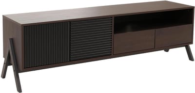 TV-rek MCW-O40, lowboard tv-kast 2 lades deuren opbergvakken, MDF metaal melamine 48x155x40cm ~ walnootlook