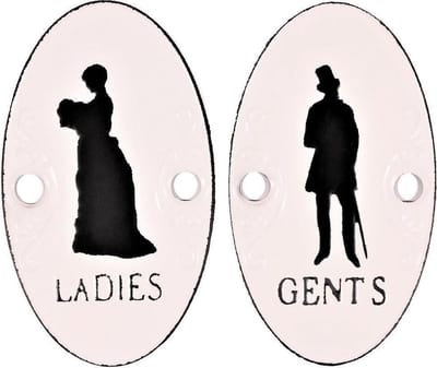 Toiletbordjes Ladies & Gents Wit met Zwart (2 stuks)