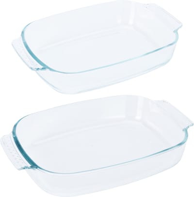 Ovenschalen 2-delige set - glas - ovaal - 2 en 2.7 Liter - vaatwasser bestendig